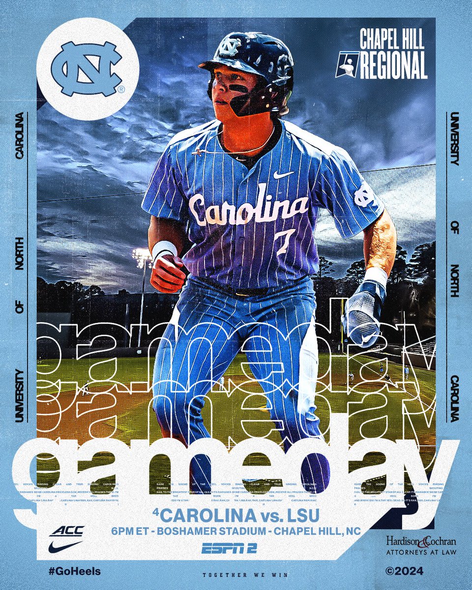 DiamondHeels's tweet image. 📢 GAME 7!  

🕕 6 p.m.
 🏟️ The Bosh 
🆚 LSU 
📺 ESPN2 
🔗 linktr.ee/diamondheels  

#GoHeels x @LawyerNC