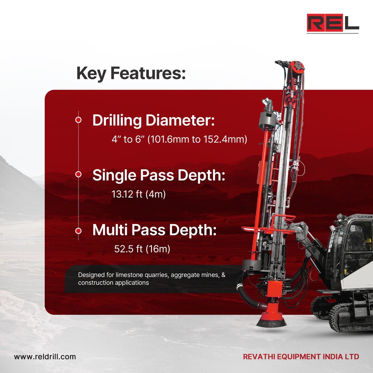 revathiequipltd's tweet photo. Discover the ultimate drilling solution with the #C615D – designed for efficiency, power, and versatility in all your mining and construction needs. Maximize your productivity with easy maintenance and best performance
https://t.co/lRtPqYIz7d
#REL #REIL #Revathiequipmentltd https://t.co/Uh7DpM7FD0