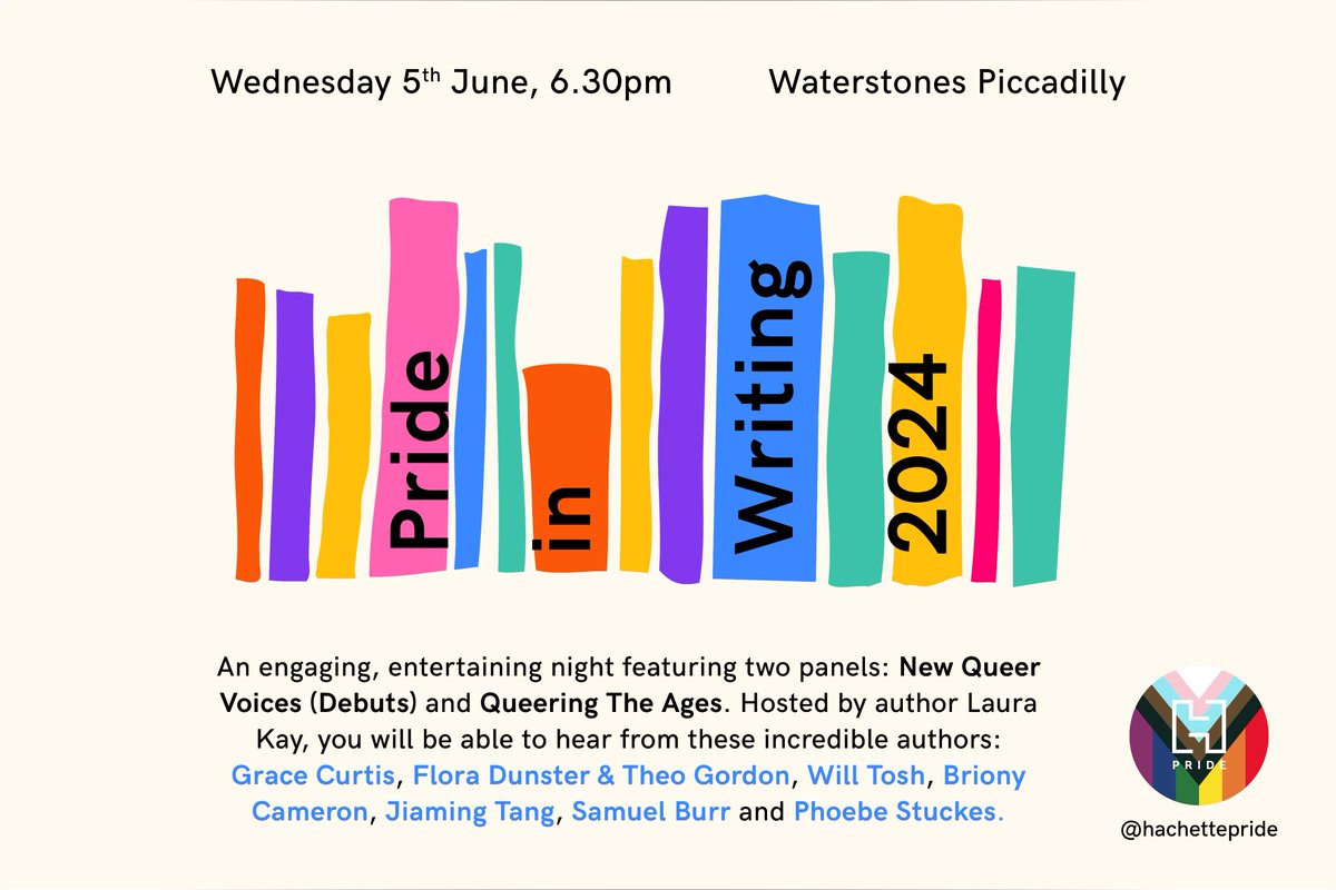Happy Pride Month, all!

Our brilliant Pride Network, <a href="/HachettePride/">Hachette Pride Network</a>, is back with Pride in Writing! Join them for an evening celebrating a wide range of amazing LGBTQ+ authors, featuring two engaging panels, New Queer Voices and Queering the Ages: linktr.ee/hachettepride