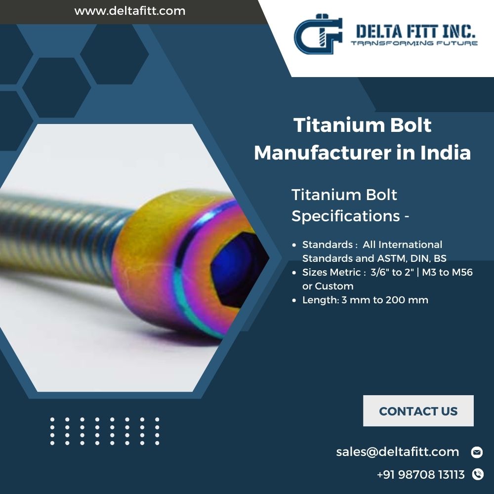 Deltafittinc's tweet image. Best Titanium Bolt Manufacturer in India.
Delta Fitt Inc. is a well-known Titanium Bolt Manufacturer in India.  
Also Visit: deltafitt.com/titanium-bolt-…

#titaniumbolts #titaniumboltmanufacturer #bestbolts