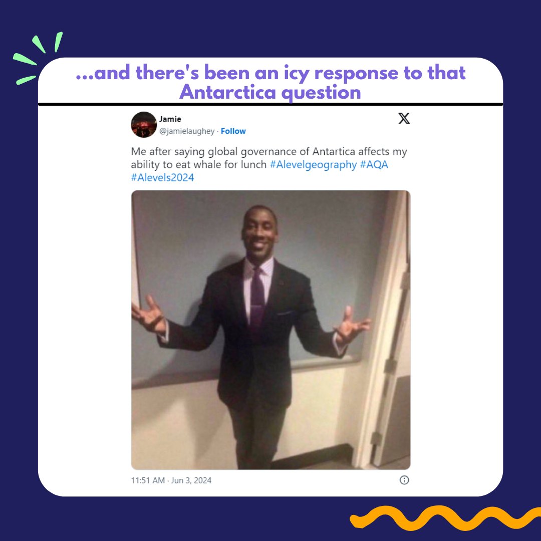 thestudentroom's tweet photo. So we're back from half term with A-level Geography Paper 2 - and it sounds like it was a tough one to navigate. 🧭

Read more reactions here🔗 https://t.co/8YQrjN5osM

#ALevels2024 #Geography #AlevelGeography #GeographyAlevel #AQA #Edexcel #ALevelMemes #ExamMemes https://t.co/ZU6weRy90I