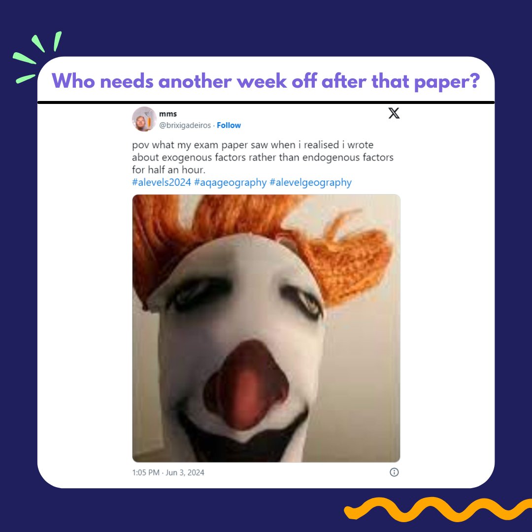 thestudentroom's tweet photo. So we're back from half term with A-level Geography Paper 2 - and it sounds like it was a tough one to navigate. 🧭

Read more reactions here🔗 https://t.co/8YQrjN5osM

#ALevels2024 #Geography #AlevelGeography #GeographyAlevel #AQA #Edexcel #ALevelMemes #ExamMemes https://t.co/ZU6weRy90I