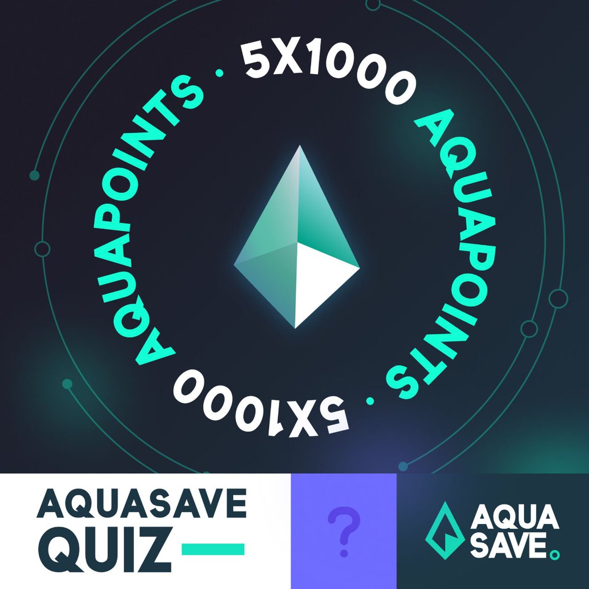 AquaSaveCrypto's tweet photo. Join the AquaSave Quiz and win 5x1,000 AquaPoints!😳

Your task is simple: 
- Join the quiz here https://t.co/8KztF26Cz4
- Answer 5 questions about AquaSave and the AquaBank
- Win 5x1,000 AquaPoints!
- Only participate once

We will raffle off the winners this Friday afternoon.👍🏻 https://t.co/eFgLopU6Sr