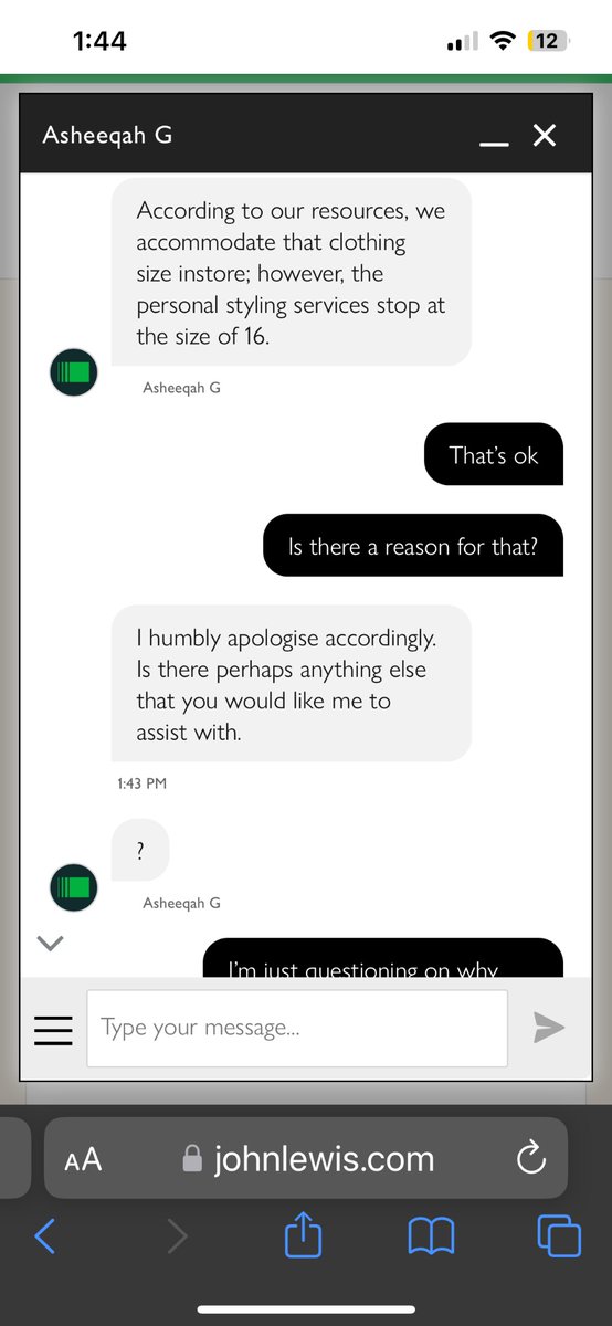JonesCatrin's tweet photo. @JohnLewisRetail wanting to book a personal stylist for in a large store 2 hours away from me and you can’t accommodate styling anyone over size 16? Shocking! https://t.co/13cwGvvbub