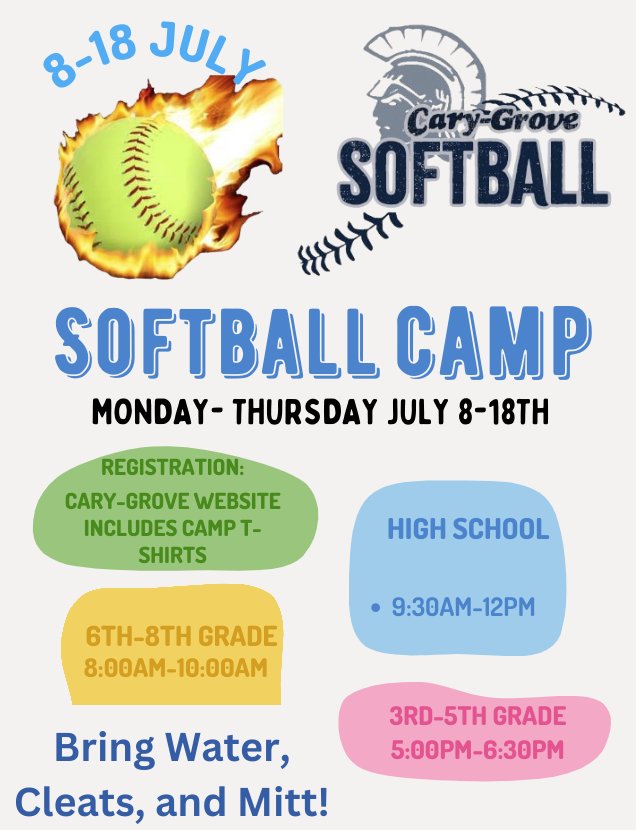 softball_cg's tweet image. Summer is here- so Summer Camp is close! Register now!