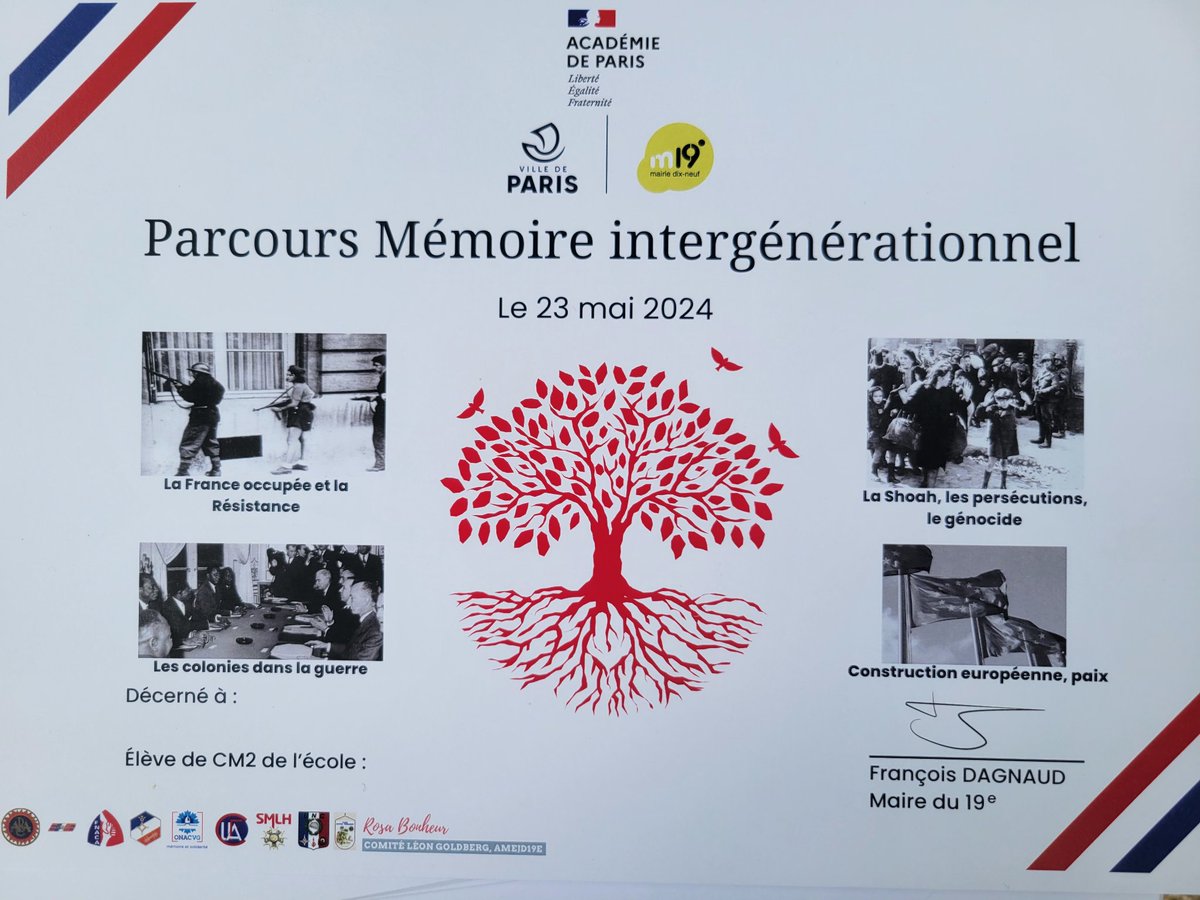 Intergénération expertise: Mme Gadet (@cgadet) on Twitter photo Organisation de 2 parcours mémoire intergénérationnel <a href="/Academie_Paris/">Académie de Paris</a> en partenariat avec la <a href="/Mairie19/">m19</a>.
Participation de 250 élèves.
Animation des ateliers mémoire par des seniors et collégiens à destination d'élèves de CM2.
<a href="/mahorchiche/">Mahor CHICHE</a>
#memoire #transmission #intergeneration Organisation de 2 parcours mémoire intergénérationnel <a href="/Academie_Paris/">Académie de Paris</a> en partenariat avec la <a href="/Mairie19/">m19</a>.
Participation de 250 élèves.
Animation des ateliers mémoire par des seniors et collégiens à destination d'élèves de CM2.
<a href="/mahorchiche/">Mahor CHICHE</a>
#memoire #transmission #intergeneration
