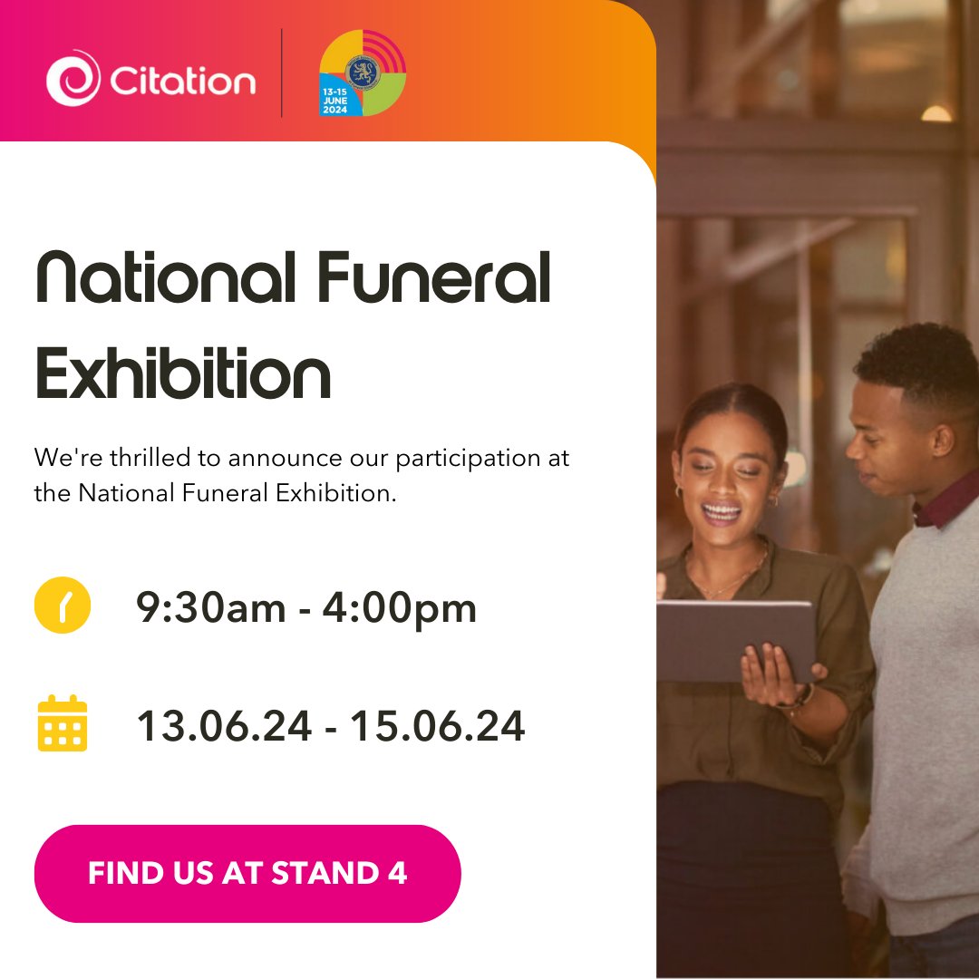 We are delighted to announce that we will be attending the National Funeral Exhibition from 13th to 15th June!

Don’t miss the opportunity to connect with our partnership team
at stand 4 in hall 1 and discover our limited-time offer for NAFD members👀

<a href="/NAFD_UK/">NAFD UK</a>

#NFE2024