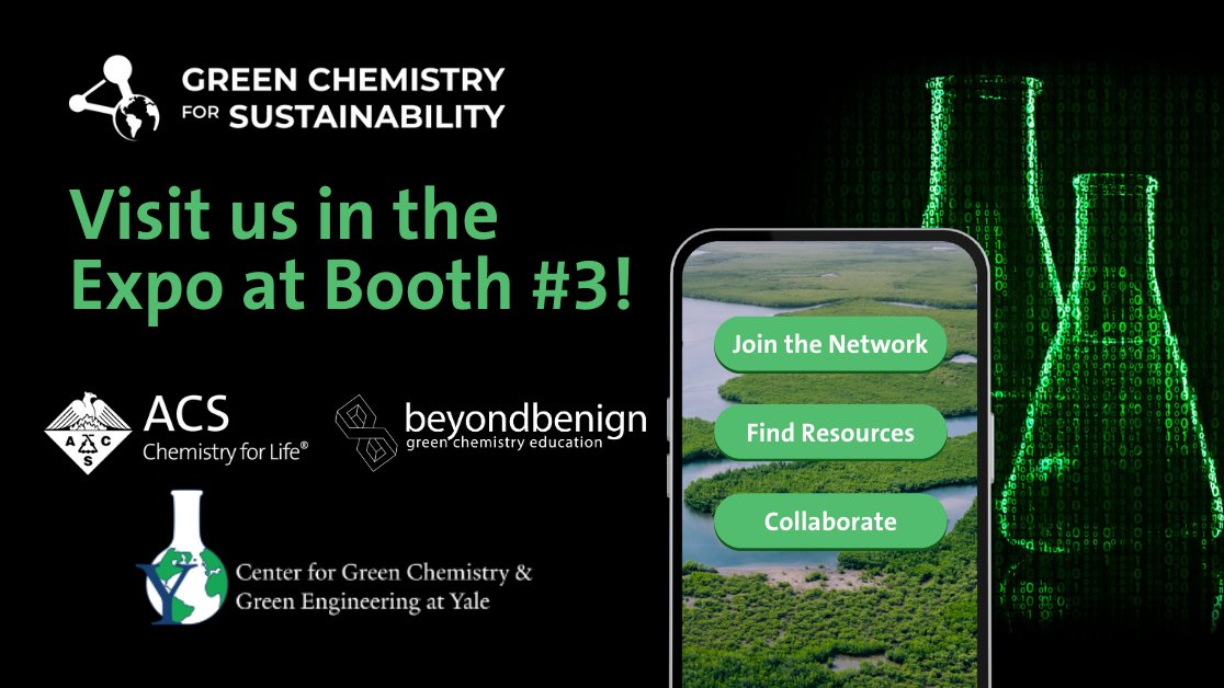 ChemSustainably's tweet photo. Welcome to our new channel! If you’re at #gcande, don't miss our Green Chemistry for Sustainability (GCS) booth at the Expo! Learn how to join the new #greenchemistry community platform, win a special GC&amp;E prize, and meet the team from @ACSGCI, @YaleGreenChem, and @BeyondBenign! https://t.co/LPmmCPGweh