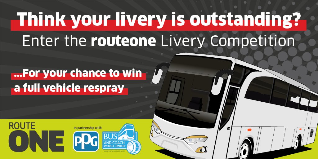 Calling all operators! Submit your livery to the Livery Competition and gain the recognition you deserve. 🏆 Partnered with <a href="/PPGRefinishUK/">PPG Refinish UK & IE</a> and <a href="/buscoachworld/">Bus and Coach World</a>. 

Full information found here &gt;&gt;&gt; route-one.net/livery-competi…