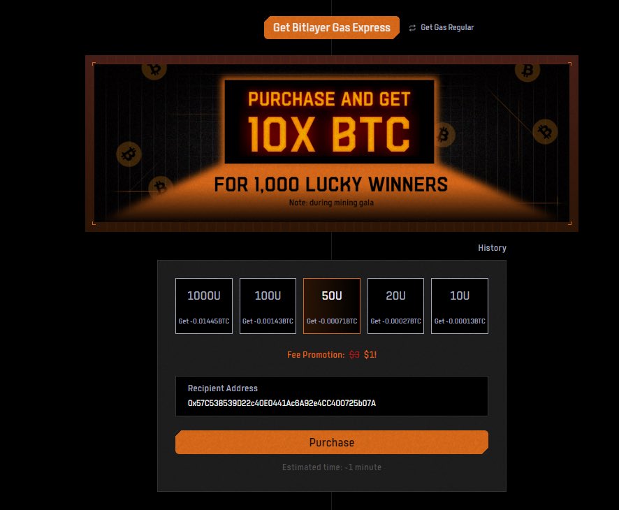 🧵（ 1 / 9 ）

🔶跨链Bitlayer BTCgas费

推荐Bitlayer官网闪电入金，目前仅需要1美元手续费
https://t.co/A8yJ0TvQdV
也可使用第三方跨链桥工具
https://t.co/Gszbsf13OH

小资金用户低保入金金额推荐40U，可完成5个项目交互，mint6个勋章🎖 https://t.co/km6v8hojAa