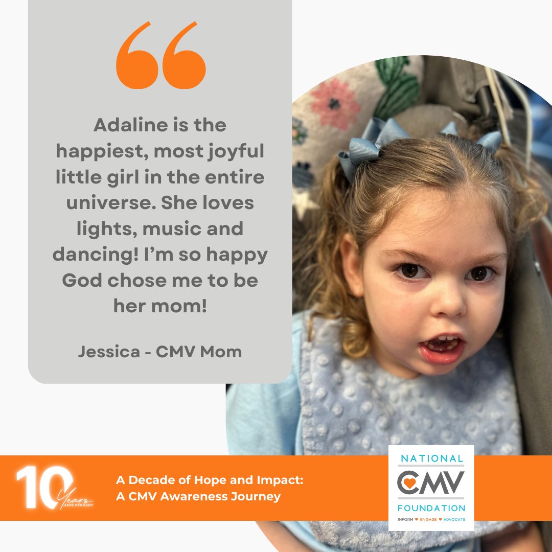 Say hi to Adaline! She is 5 years old and representing our #FacesOfCMV today!🧡

#StopCMV #CMVAwareness