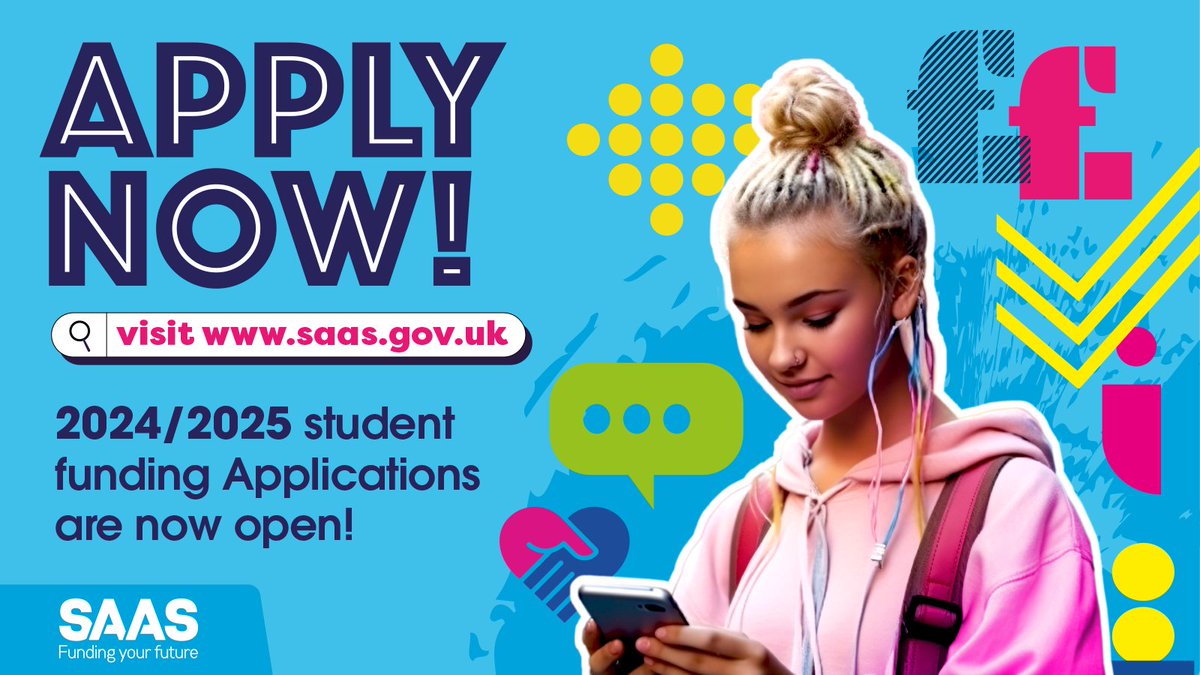 Replying to your college or university offers this week?

Don't delay your SAAS application for funding! Apply now, and you can change any course details later. 

Submit your application for tuition fees, bursaries and loans at myportal.saas.gov.uk/saas/login
#StartWithSAAS