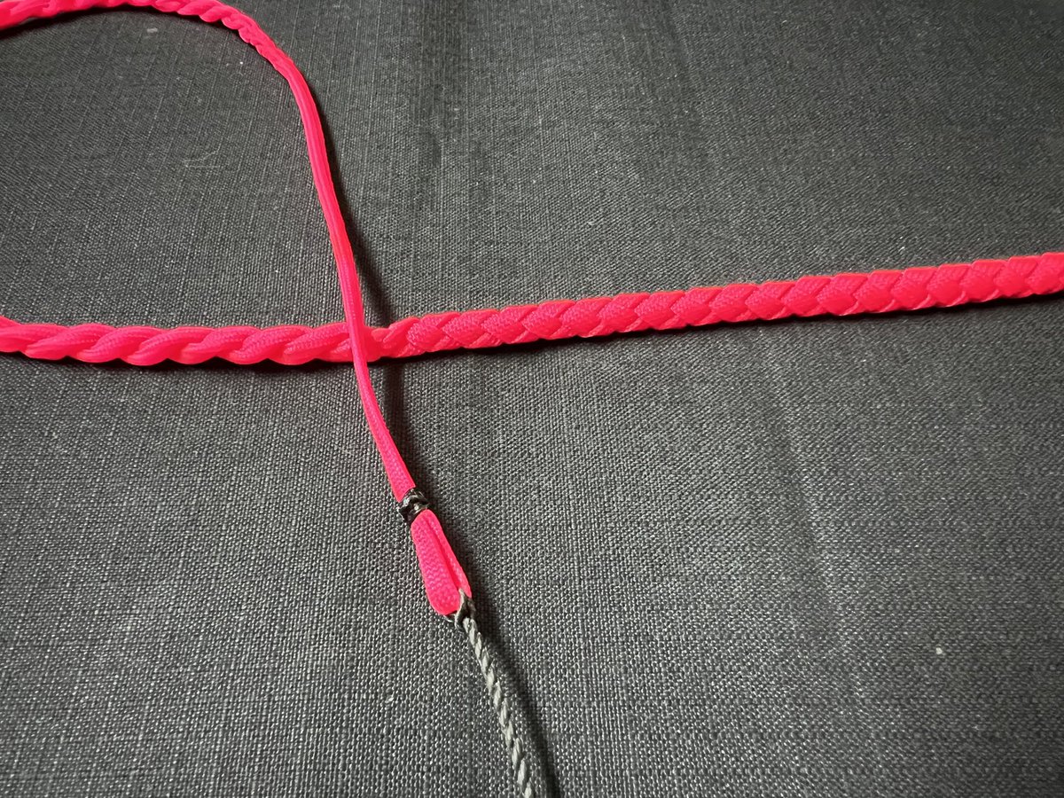 Custom order, a 5ft junior series bullwhip, 12 plait with a twisted fall. With the whole thing made in a super loud neon pink by special request. 

Turned out wonderfully! 

alphawhips.com