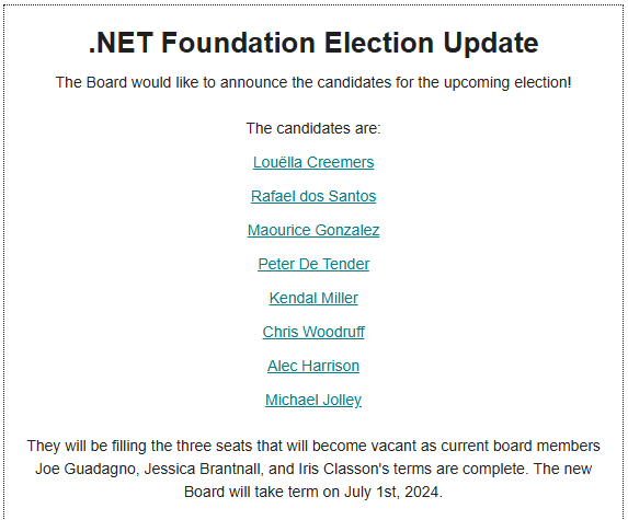 1kevgriff's tweet image. Great line up of folks for the @dotnetfdn elections!