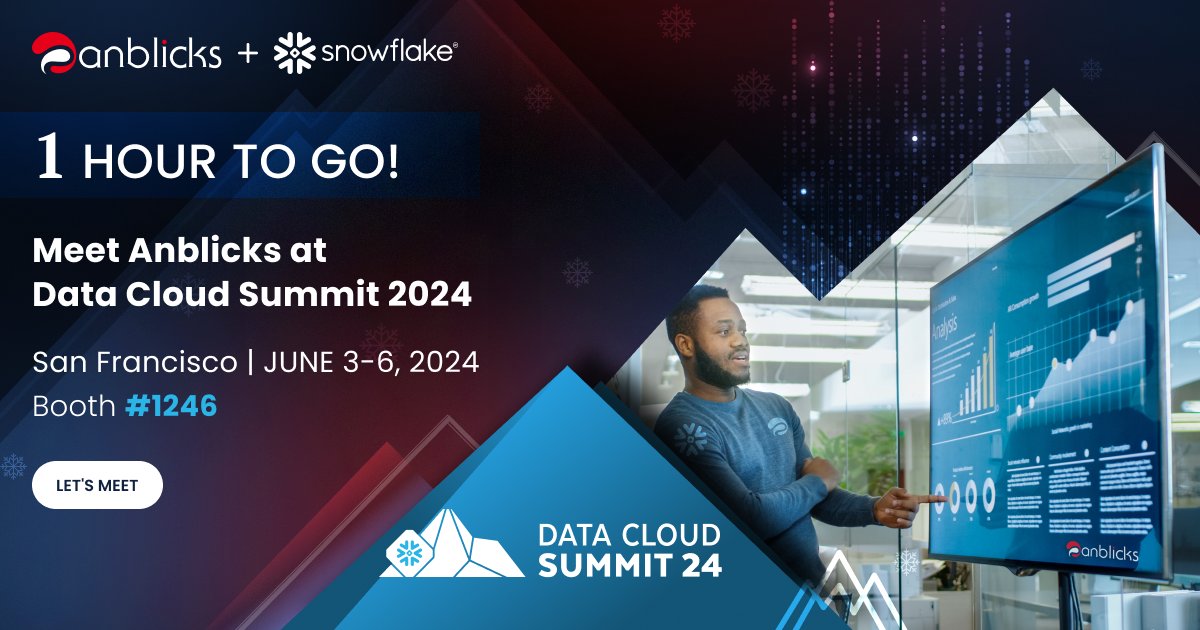 anblicksHQ's tweet image. There is only one hour until the Snowflake Summit! Don&apos;t miss your chance to meet the Anblicks team and our leadership team.

Secure your FREE spot now: anblicks.com/media/events/s…

#SnowflakeSummit #Anblicks #CloudData