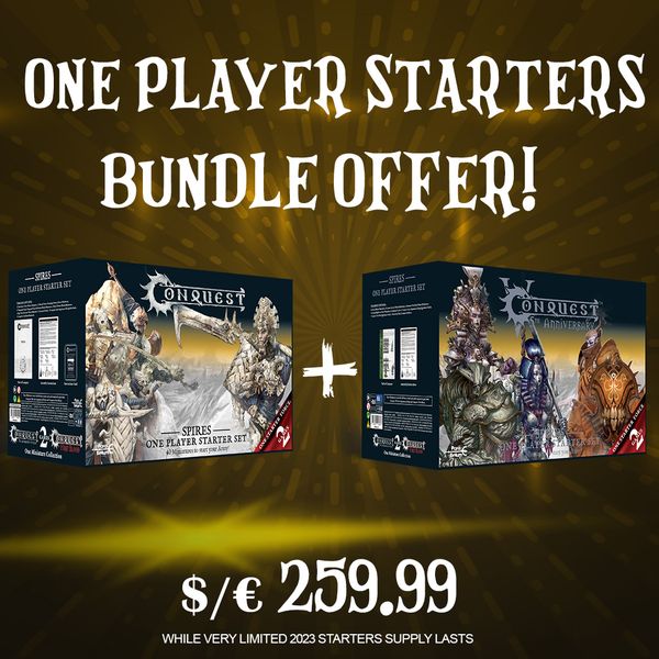 PBWargames's tweet photo. The 2023 One Player Starters are going away!

We are saying goodbye to the 2023 One Player Starter Sets with an exclusive bundle offer!

Only a few last pieces are left!

Available for 3 factions until stocks last:
https://t.co/YNMByLeiKn

#Conquest #ParaBellumGames https://t.co/cKE9rWDImA