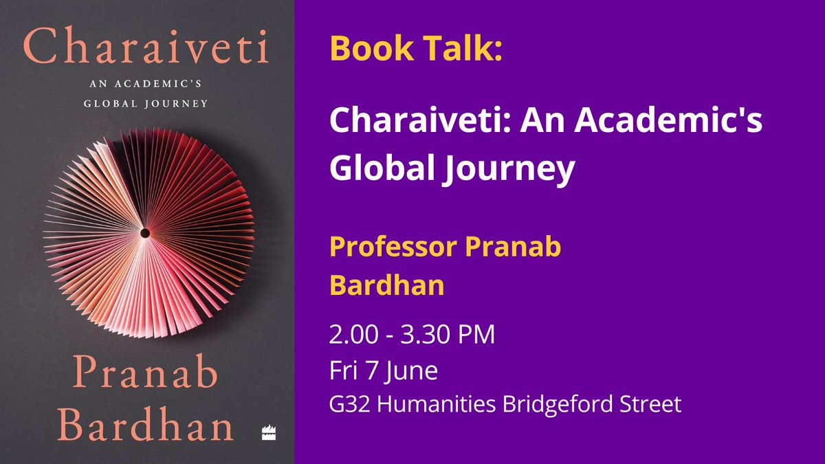 Global Development Institute (@globaldevinst) on Twitter photo This Friday 7 June, we are excited to welcome Prof Pranab Bardhan (<a href="/UCBerkeley/">UC Berkeley</a>) to GDI to talk about his recently published book, 'Charaiveti: An Academic's Global Journey'!
Register for the event and find out more here: loom.ly/2N05DTY This Friday 7 June, we are excited to welcome Prof Pranab Bardhan (<a href="/UCBerkeley/">UC Berkeley</a>) to GDI to talk about his recently published book, 'Charaiveti: An Academic's Global Journey'!
Register for the event and find out more here: loom.ly/2N05DTY