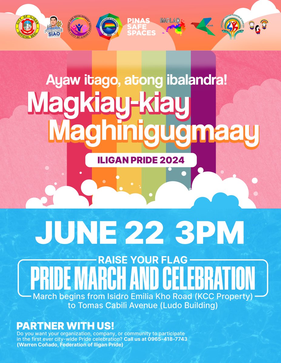 PinasSafeSpaces's tweet photo. 🏳️‍⚧️🏳️‍🌈Errss Bakosh Pride Concept Hugyawnism! 🏳️‍🌈🏳️‍⚧️

Ready na ba ang tanan mo-rampa? Magkiay-kiay? Maghinigugmaay?

Be part of the first-ever city-wide Pride March and Celebration in Iligan City! June 22, 3PM! https://t.co/zFF9dl4KoN