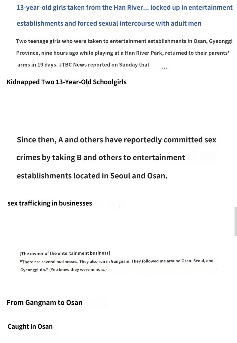 🚨 Urgent: A serious child sexual abuse case has occurred in South Korea.

In Seoul, two ‼️13-year-old girls‼️ were abducted from the Han River, a highly populated area. The girls were confined in brothels and forced to have sex with adult men.  

#ChildAbuse #ProtectChildren