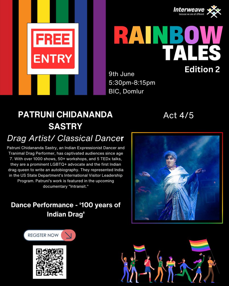 interweavein's tweet photo. Act 4/5 Rainbow Tales Edition 2 on 9th June at BIC - #bengaluru
#rainbowtalesedition2
#pridemonth #interweave #freeentry https://t.co/62BbUHtew5