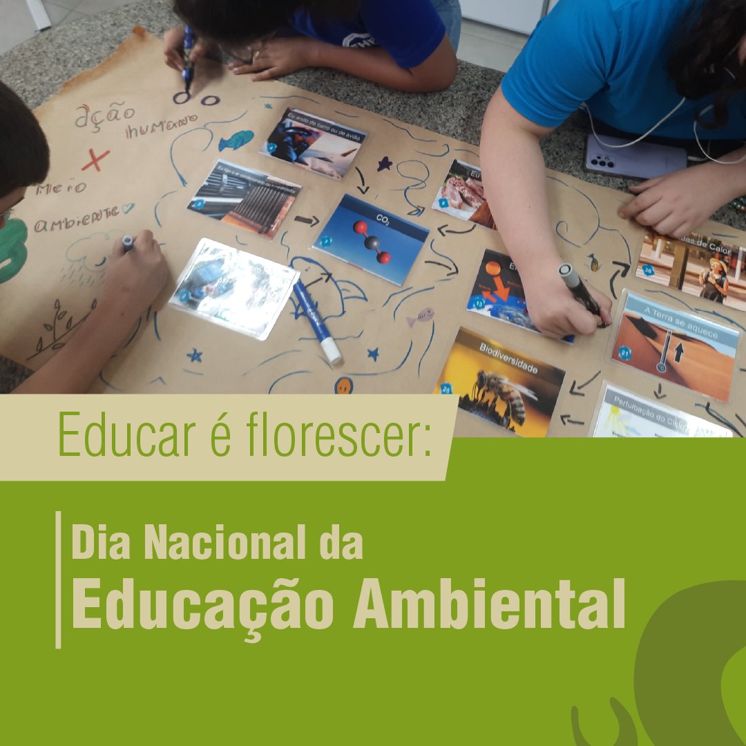 Hoje comemoramos o Dia Nacional da Educação Ambiental. A EA é uma estratégia fundamental para a mobilização e ação. Cada ação conta, cada escolha. Os desafios são inúmeros, mas juntos, temos o potencial de fomentar novos comportamentos, valores, escolher novos caminhos e