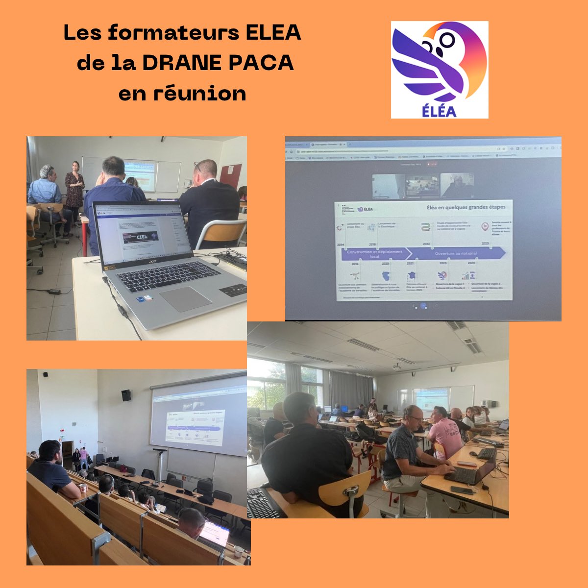 DranePaca's tweet photo. 36 formateurs #ELÉA de la DRANE PACA sont en formation au lycée Maurice Janetti à St Maximin. 

🎯 préparer l’accompagnement et la formation des enseignants pour le déploiement d’ELÉA dans la région académique. 

Formation menée par Aurélie Heuveline et Blandine Mallet  (DNE). https://t.co/lLrwwys7zj