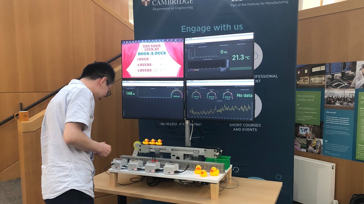 Shoestring | Digital Manufacturing (@dmshoestring) on Twitter photo Come and visit the <a href="/IfMCambridge/">Institute for Manufacturing (IfM)</a> stand @MandEWeek and try out the 'rubber duck' game, with low-cost production monitoring by <a href="/dmshoestring/">Shoestring | Digital Manufacturing</a> which shows:
⚡️ power used
⏩ speed of the belt
🦆 ducks that reach packaging
📅 5&6 June
📌 <a href="/thenec/">The NEC</a>
🎫 FREE
#SmartFactoryExpo Come and visit the <a href="/IfMCambridge/">Institute for Manufacturing (IfM)</a> stand @MandEWeek and try out the 'rubber duck' game, with low-cost production monitoring by <a href="/dmshoestring/">Shoestring | Digital Manufacturing</a> which shows:
⚡️ power used
⏩ speed of the belt
🦆 ducks that reach packaging
📅 5&6 June
📌 <a href="/thenec/">The NEC</a>
🎫 FREE
#SmartFactoryExpo