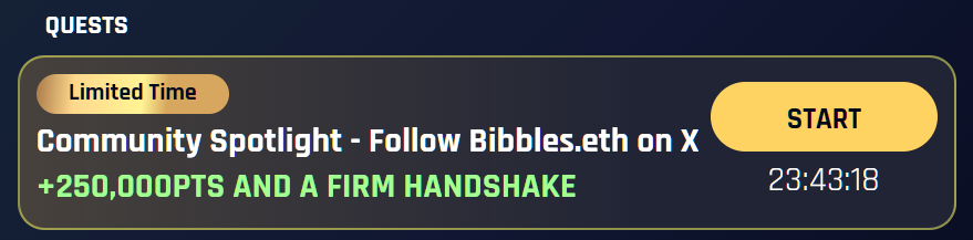 OUR TIME HAS COME!! It's time to show up and show out! Let's get those POINTS, baby!! (and a nice handshake)

Let's give away something. How about $300? $50 each to 6 people, all you gotta do is everything below.

  - Follow <a href="/BibblesETH/">BIBBLES</a> (that's a given)
  - Follow <a href="/ammar_zaeem/">Ammar Zaeem</a> 🐐