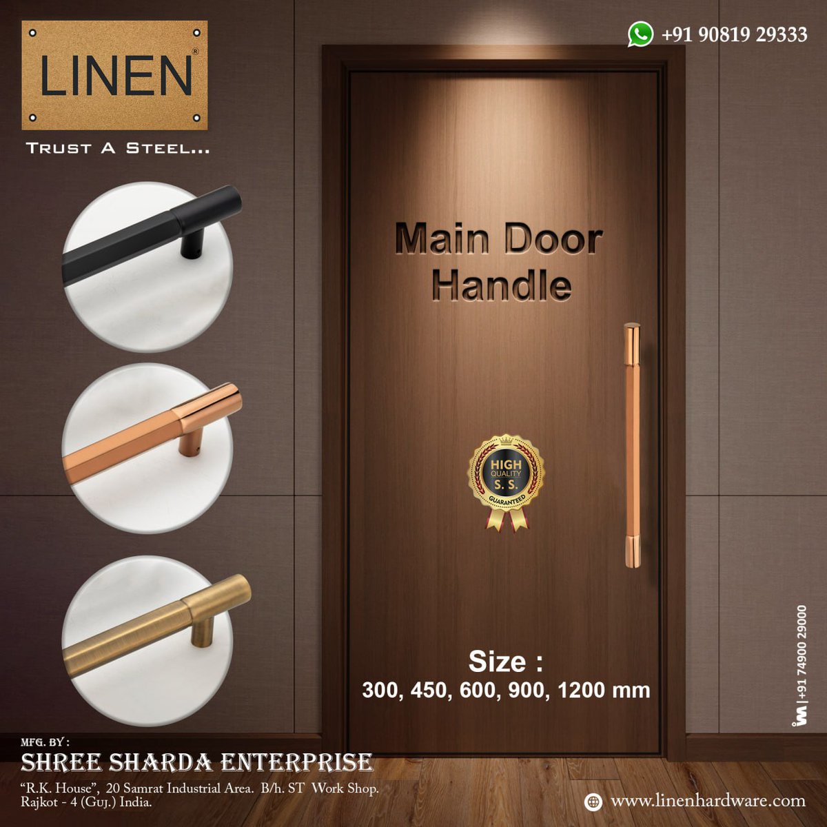ibais_hardware's tweet photo. SHREE SHARDA ENTERPRISE (RAJKOT)
For enquiry via WhatsApp click:
https://t.co/uGniDBFFxS
Mr. Pareshbhai - 90819 29333
Mr. Ravirajbhai - 95100 99993
#MainDoorHandle #ConcealHandle #ProfileHandle #Knob #CableManager
.
@ibais_hardware https://t.co/qmpsnqKzMq