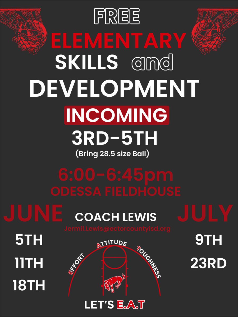 Odessa High Boy’s Basketball (@ohsbronchohoops) on Twitter photo Opportunity for elementary kids to develop. <a href="/BigRedBronchos/">Odessa High School</a> <a href="/BronchoNews/">OHS Broncho News</a> <a href="/ECISDAthletics/">EctorCountyISDAthletics</a> Opportunity for elementary kids to develop. <a href="/BigRedBronchos/">Odessa High School</a> <a href="/BronchoNews/">OHS Broncho News</a> <a href="/ECISDAthletics/">EctorCountyISDAthletics</a>