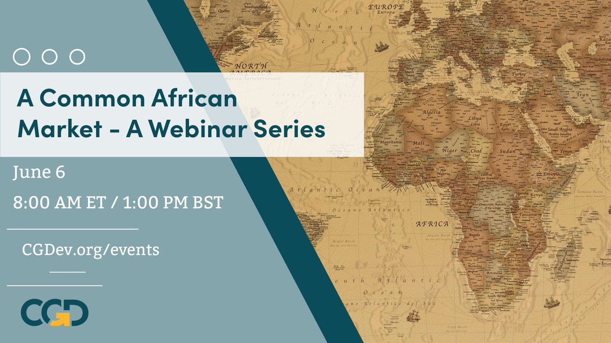 Center for Global Development (@cgdev) on Twitter photo π
This Thurs! Join <a href="/CGDev/">Center for Global Development</a>, <a href="/AfCFTA/">AfCFTA Secretariat Official</a>, & <a href="/UNDP/">UN Development</a> for discussions on how a Common #African Market can address the #SDGs, labor market outcomes, and more.
Ft: <a href="/philoapiko/">Philomena Apiko</a>, <a href="/BruceByiers/">Bruce Byiers</a>, <a href="/mwarsie/">Marisella Ouma</a>, <a href="/gyude_moore/">W. Gyude Moore</a>, & Francis Mangeni.
RSVP! β¬ #CGDtalks
bit.ly/3KsCsQQ π
This Thurs! Join <a href="/CGDev/">Center for Global Development</a>, <a href="/AfCFTA/">AfCFTA Secretariat Official</a>, & <a href="/UNDP/">UN Development</a> for discussions on how a Common #African Market can address the #SDGs, labor market outcomes, and more.
Ft: <a href="/philoapiko/">Philomena Apiko</a>, <a href="/BruceByiers/">Bruce Byiers</a>, <a href="/mwarsie/">Marisella Ouma</a>, <a href="/gyude_moore/">W. Gyude Moore</a>, & Francis Mangeni.
RSVP! β¬ #CGDtalks
bit.ly/3KsCsQQ