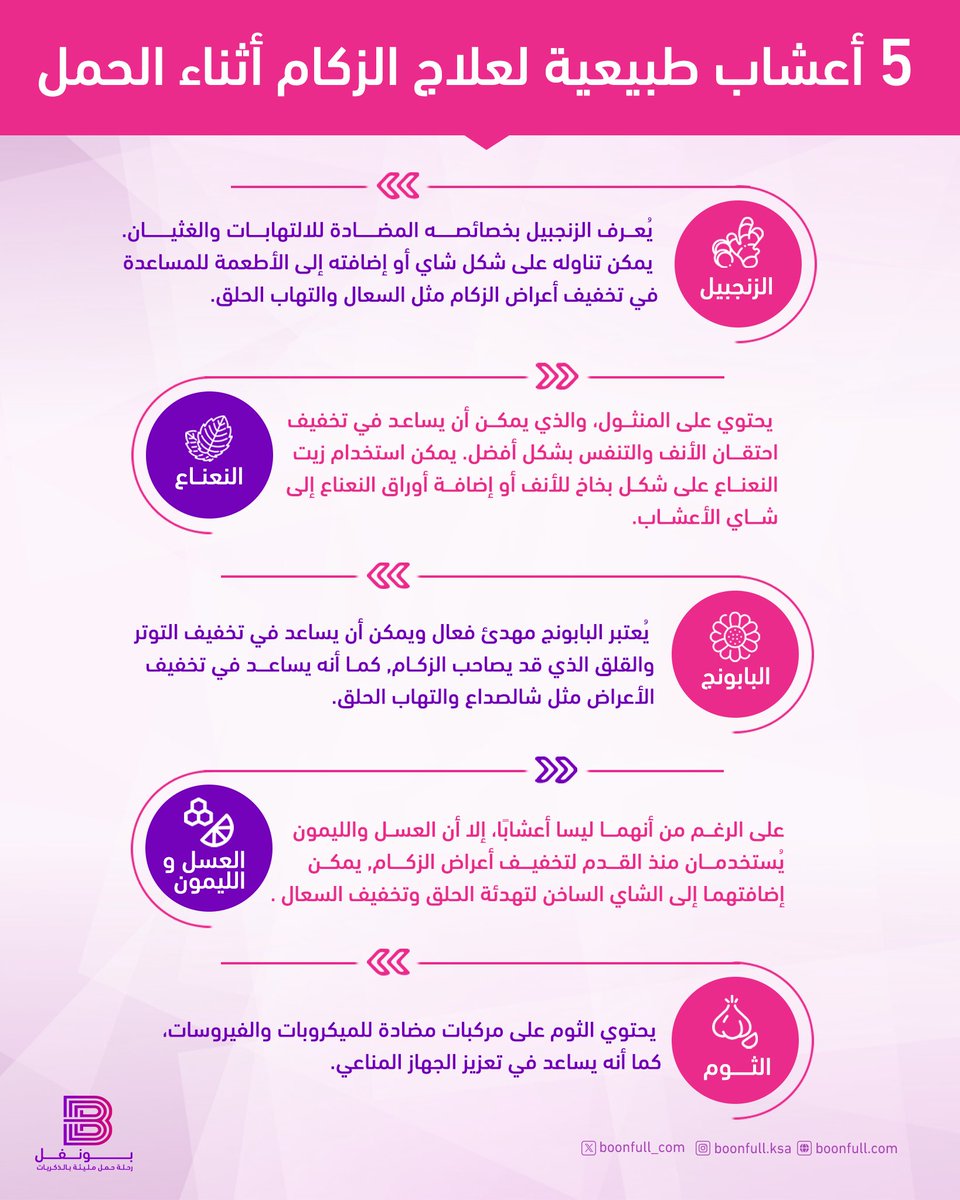 5 أعشاب طبيعية لعلاج الزكام خلال الحمل.
 اكتشفيها الآن!                                      
 #الحمل #الصحة_الطبيعية #اعشاب_طبيعية 🌿"