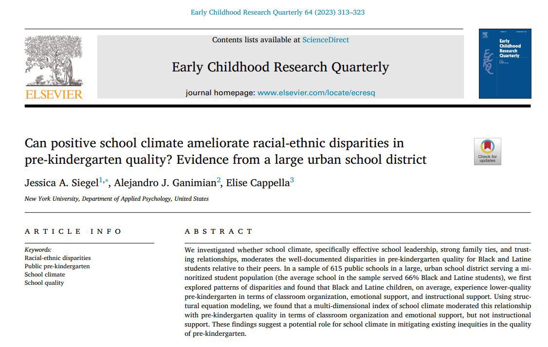 La importancia del clima escolar, el liderazgo educativo y las relaciones de confianza en los centros educativos. Un buen clima escolar reduce las desigualdades entre estudiantes, incluso desde educación infantil. Mi post sobre el artículo de @aganimian oes.fundacion-sm.org/claves-para-la…