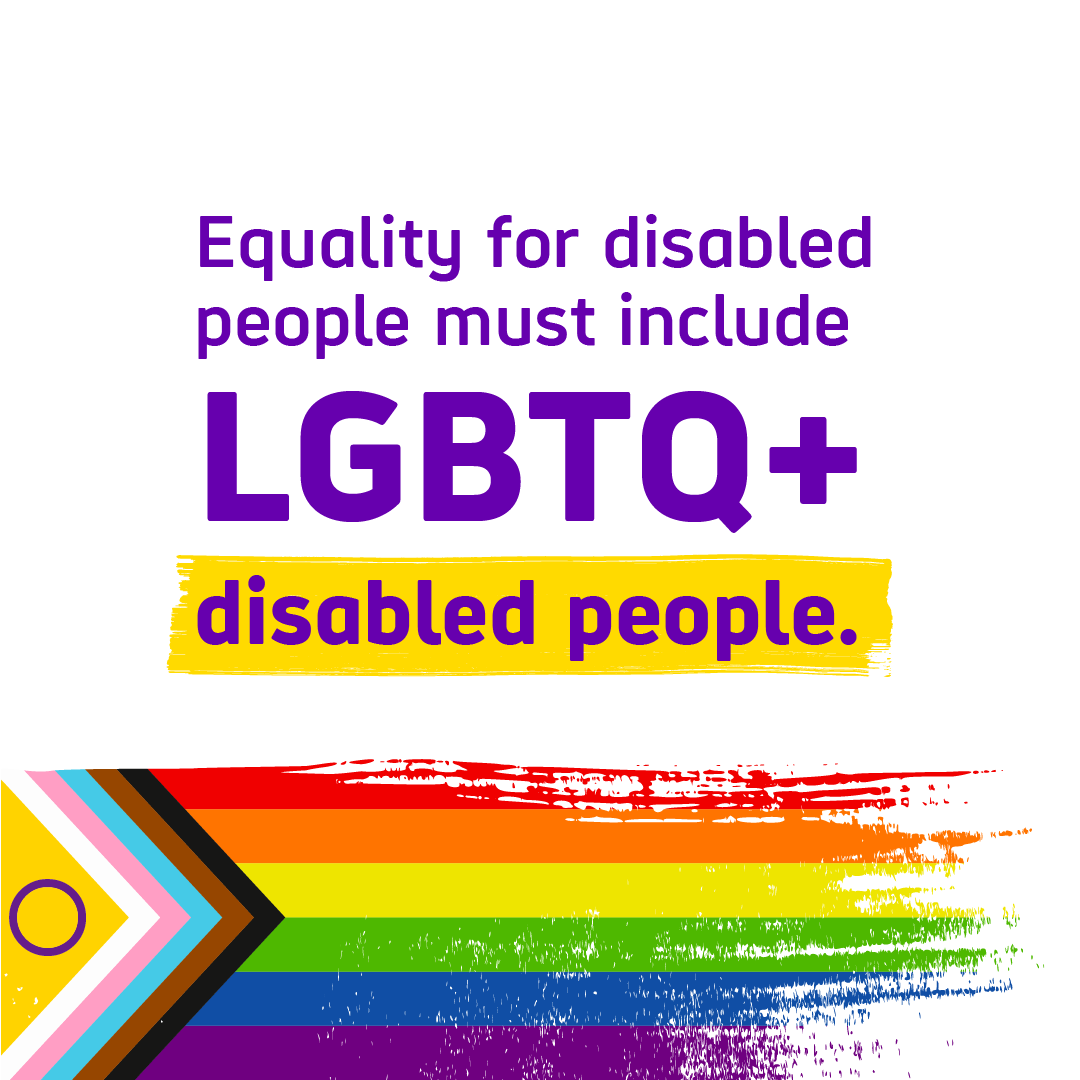 scope's tweet photo. Why do we as a disability equality charity recognise LGBTQ+ Pride month? 🏳️‍🌈

Because equality for ALL disabled people is at the heart of everything we do. That includes LGBTQ+ disabled people 💜 https://t.co/w8qzG4Rb38