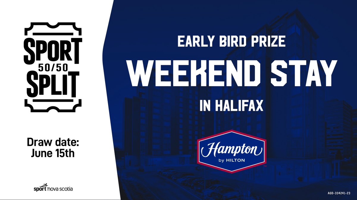 June Sport Split tickets are now on sale! 🎟️

Purchase before June 15 for a chance to win a weekend stay at Hampton by Hilton in Halifax! ➡ rafflebox.ca/raffle/sportns