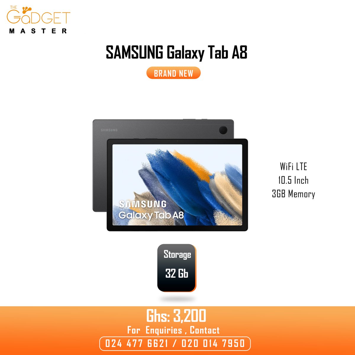 TheGadgetMaster's tweet image. SAMSUNG 
Galaxy Tab S8
8GB Memory 
256GB Memory 
WiFi LTE 
11 Inch 

Price @ Ghs 12,200.00 

Kindly Dm, call / WhatsApp 0244776621 / 020 014 7950 

#samsung #galaxy #taba8 #galaxytaba8 #touchscreen #ghana #accra #galaxytaba9g