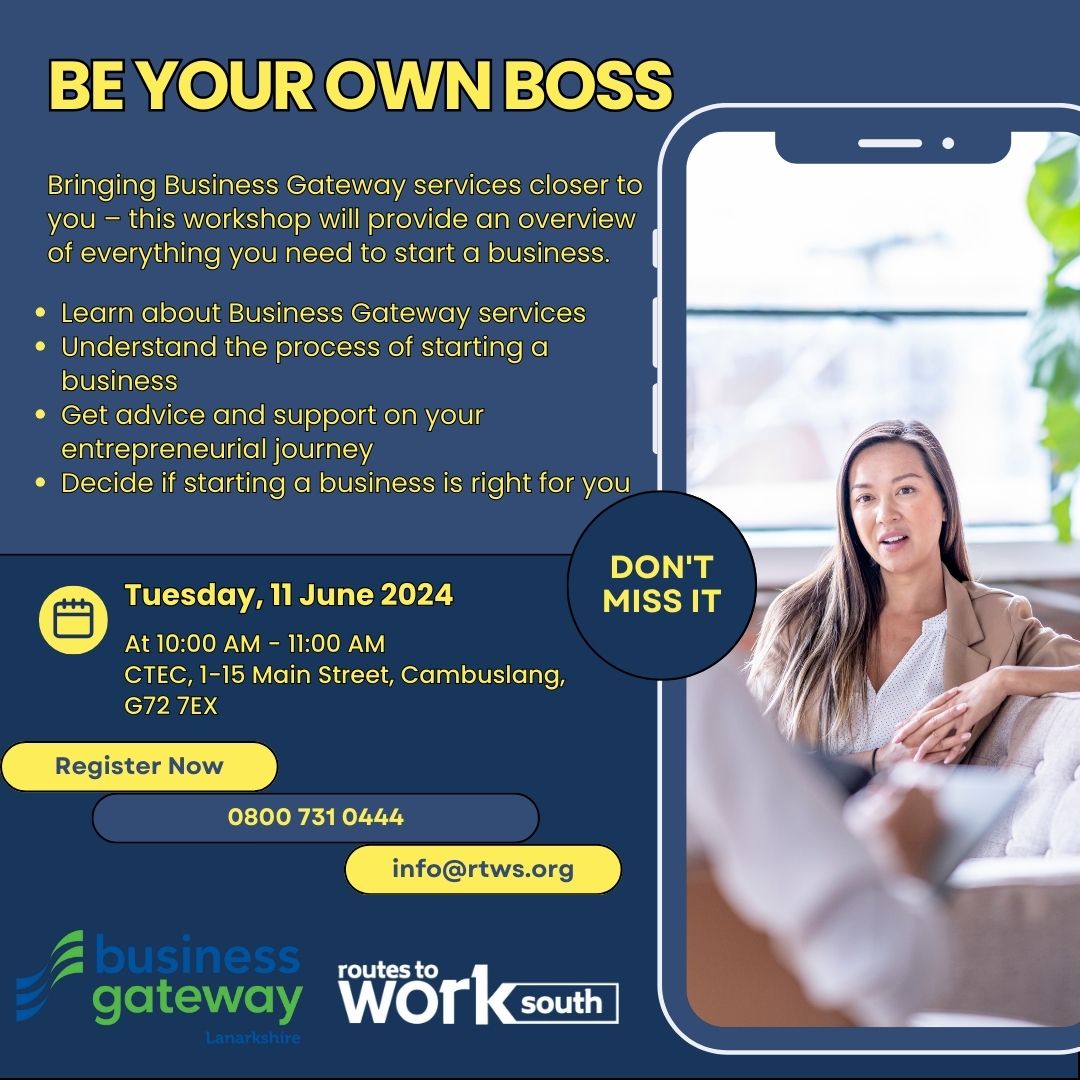 BE YOUR OWN BOSS
Are you thinking about starting your own business but not sure where to begin? We've got you covered! Join us on Tuesday, 11th June at CTEC for an enlightening session that could be the first step towards your entrepreneurial dream!