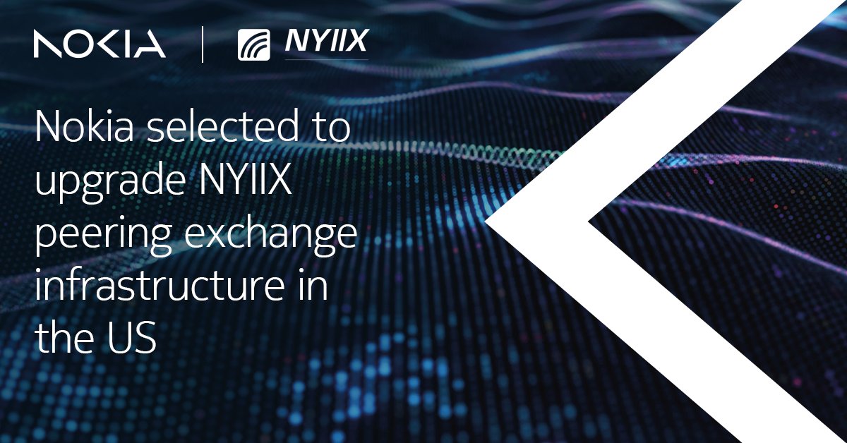 Nokia for industries (@nokiaindustries) on Twitter photo Nokia has been selected by @telehouse America to upgrade the NYIIX Peering Exchange infrastructure in the US.
Learn how Nokiaās IP and optical solutions will enable NYIIX to launch up to 400 Gigabit Ethernet (GE) interconnection: nokia.ly/4c1rxJV Nokia has been selected by @telehouse America to upgrade the NYIIX Peering Exchange infrastructure in the US.
Learn how Nokiaās IP and optical solutions will enable NYIIX to launch up to 400 Gigabit Ethernet (GE) interconnection: nokia.ly/4c1rxJV