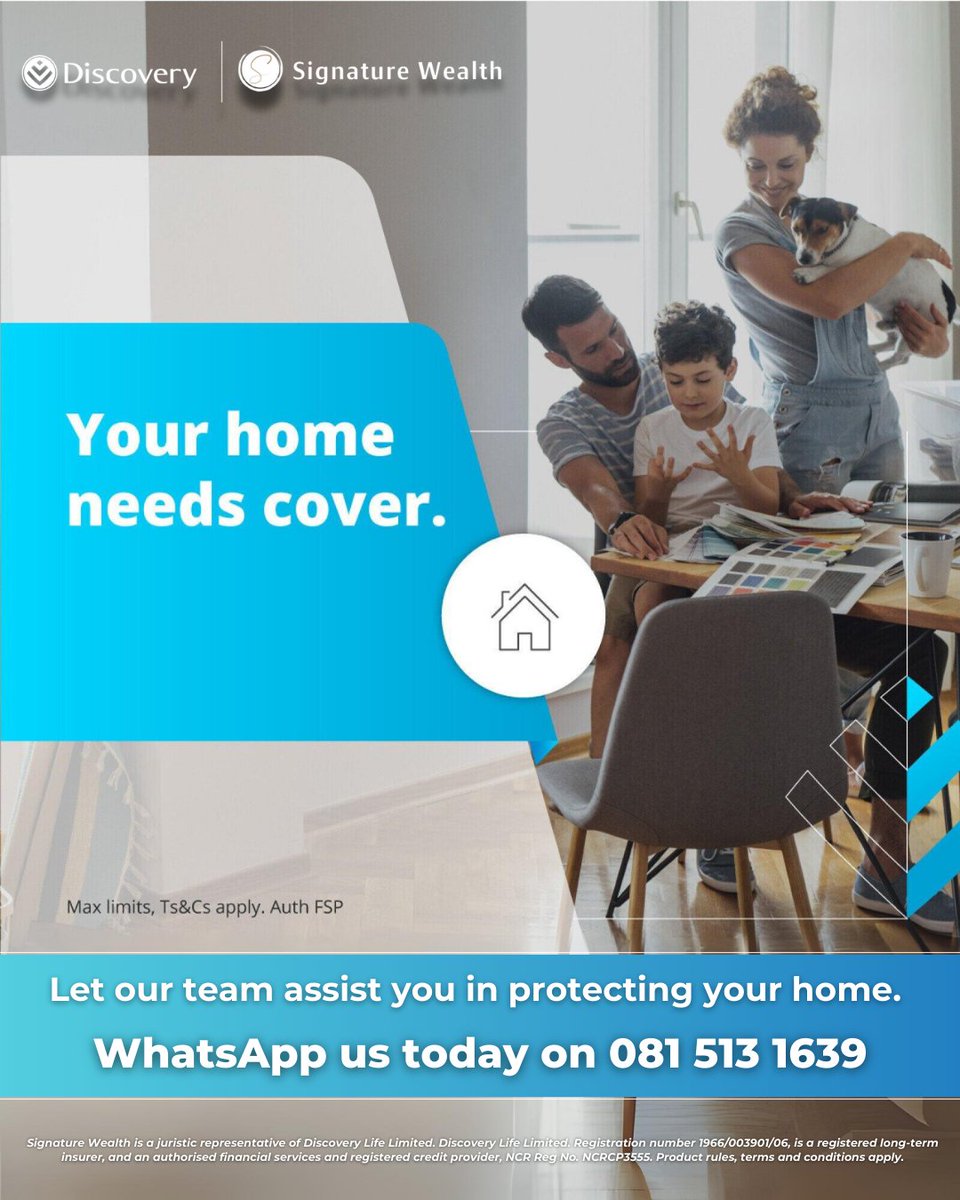 SignatureWZA's tweet image. Fire, lightning, accident or break-in…make sure your home and the contents inside are covered.

Choose Signature Wealth &amp;amp; Discovery Insure.

WhatsApp us today on 081 513 1639 for an obligation-free quote.

 #HomeInsurance #BuildingInsurance #ContentsInsurance #SouthAfrica