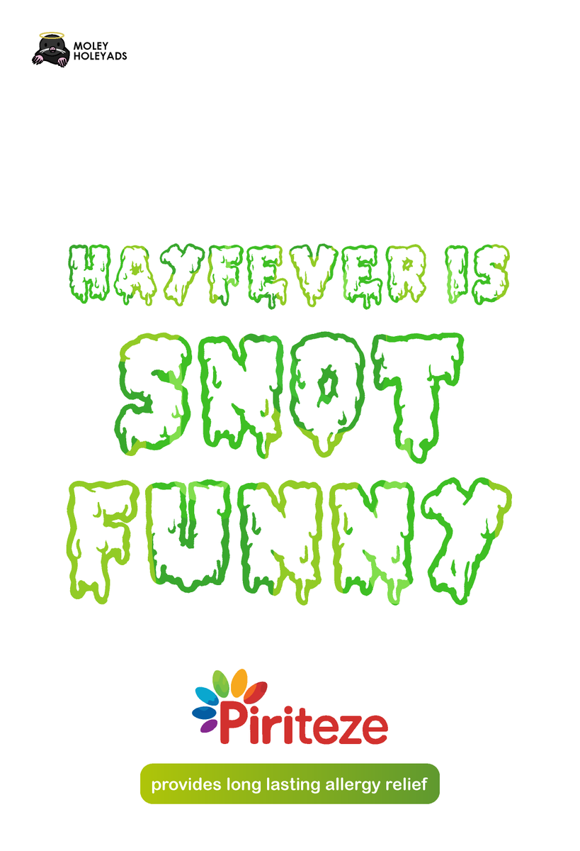 MoleyHoleyAds's tweet photo. Hayfever is snot funny ππ’ @OneMinuteBriefs #HayfeverTablets #Piriton https://t.co/8UL4IHCB2Y