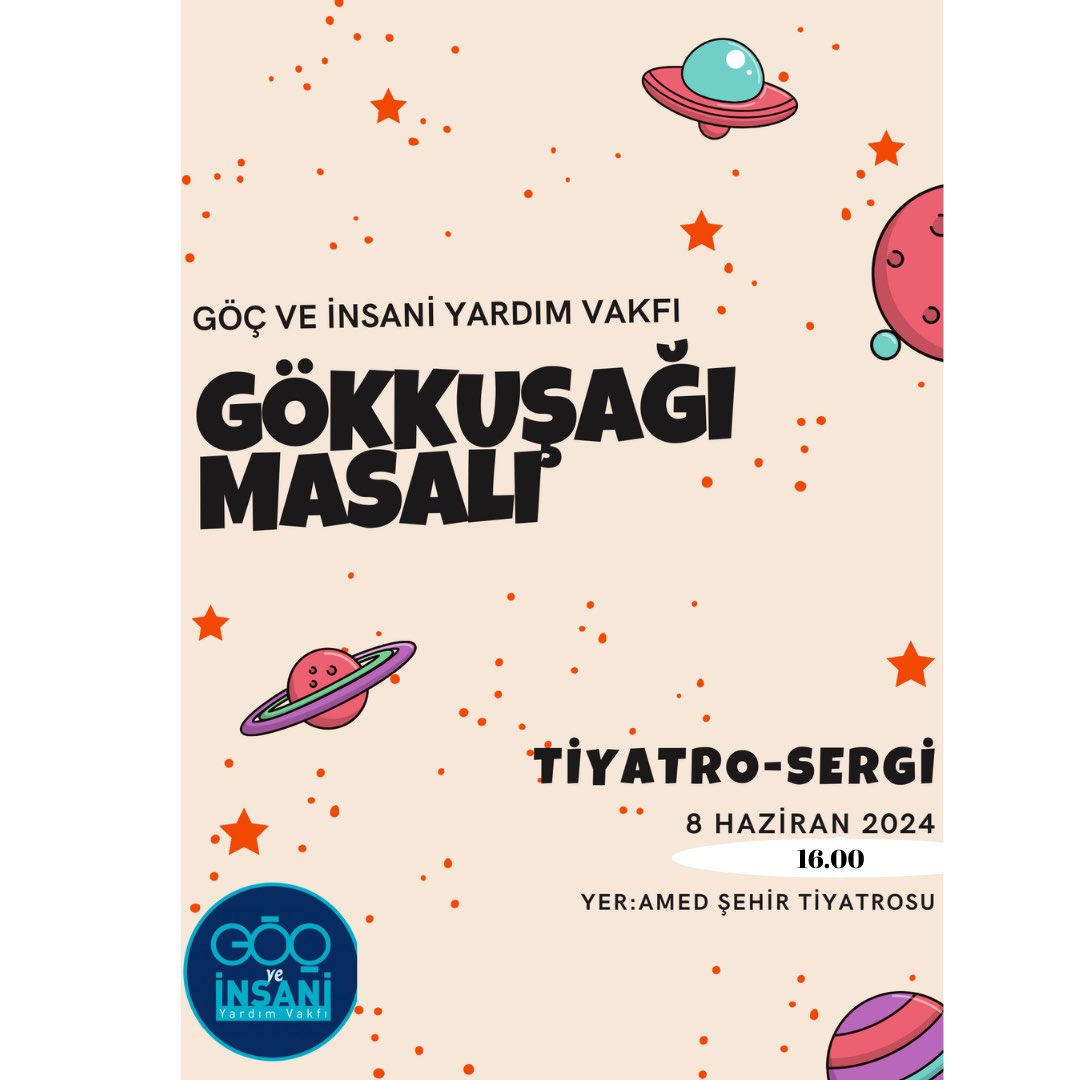 Gocvakfi's tweet photo. Merhabalar
Vakfımızın düzenlediği çocuk sanat atölyeleri kapsamında, çocukların özveri ve yaratıcılıkla ortaya koydukları sanatsal ürünlerin sergileneceği ve tiyatro oyununun sahneleneceği etkinliğimize sizleri de aramızda görmek isteriz. https://t.co/f3Sdx7Ithn