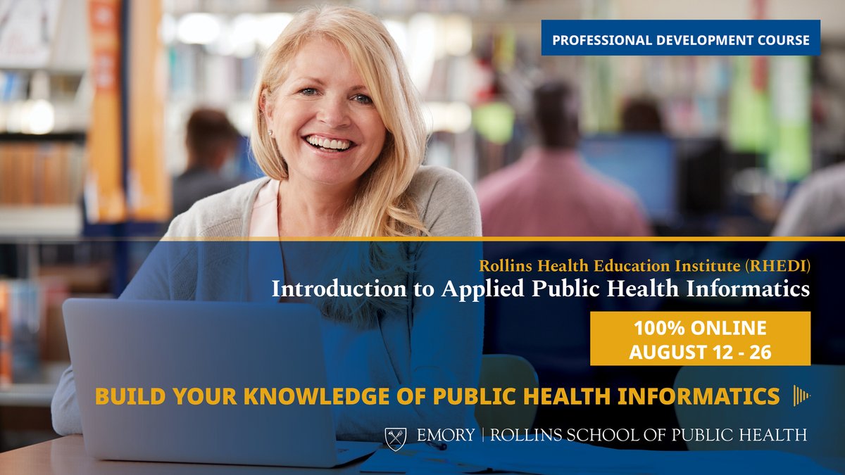 🌟 Calling all Public Health professionals! Join Elizabeth Sprouse and me at <a href="/EmoryRollins/">Emory Public Health</a> for our ‘Introduction to Applied Public Health Informatics’ course, starting Aug 12. Dive into data modernization, interoperability and key IT principles. 💻🔍 #PublicHealth #Informatics