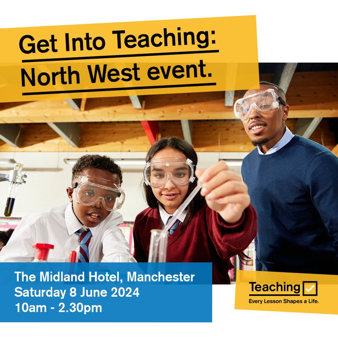 👩‍🎓Are you a graduate who wants to ‘Train to Teach?’

Join us at the Get Into Teaching event in Manchester for information on how you can join us on a one-year SCITT course in partnership with <a href="/TeachFirst/">Teach First</a> 

Link below: