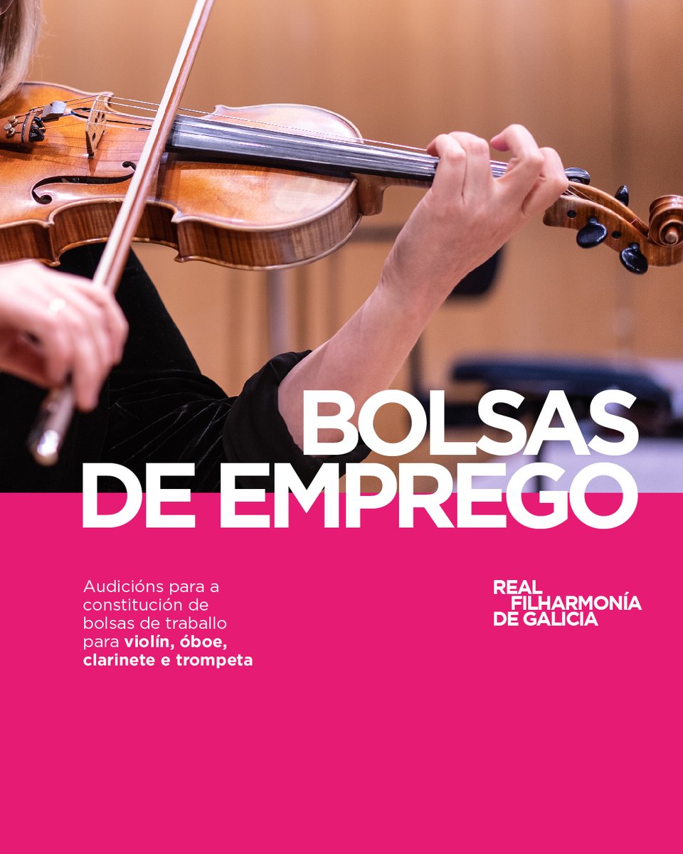📢 Audicións para a constitución de bolsas de traballo para violín, óboe, clarinete e trompeta.

ℹ️ Máis información 👇 consorciodesantiago.org/gl/convocatori…