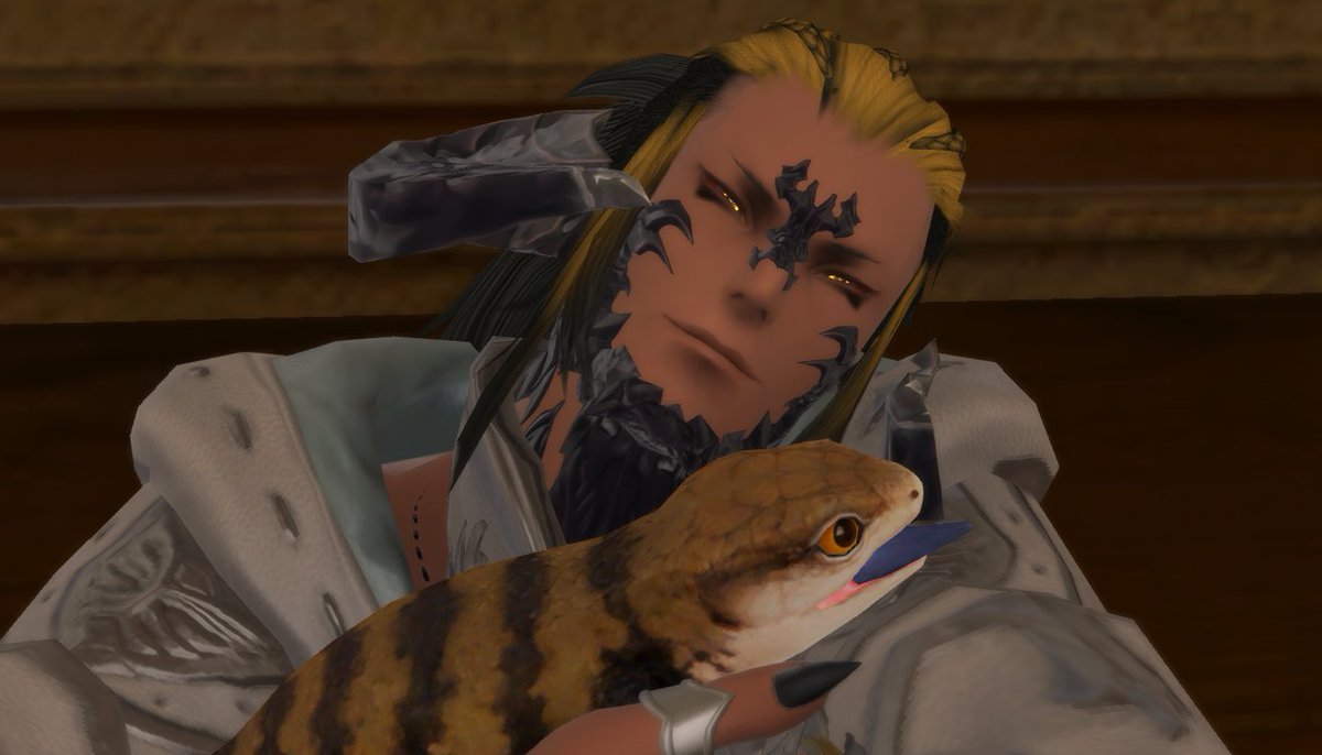 " I had a horrible night last night.And i'm not going into details but at least my sweet Little lizard came to see me..."

#aura #Magnai #ffxivgposers #FFXIV #ffxivgpose