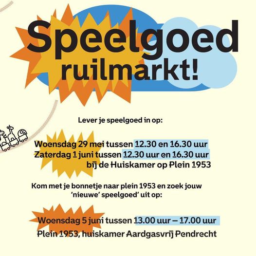 Lever oud speelgoed vandaag in en haal nieuw speelgoed op 5 juni; De Speelgoed Ruilmarkt! 🪀

#Pendrecht