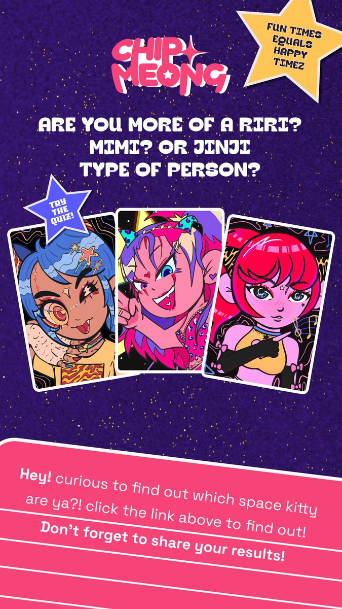before we dive further to our comeback, let's refresh back our memories shall we🐱

Which Kitty are you?! are you more of a Jinji, Mimi, or Riri?👀 come find out @ uquiz.com/quiz/pXZOEA/wh…