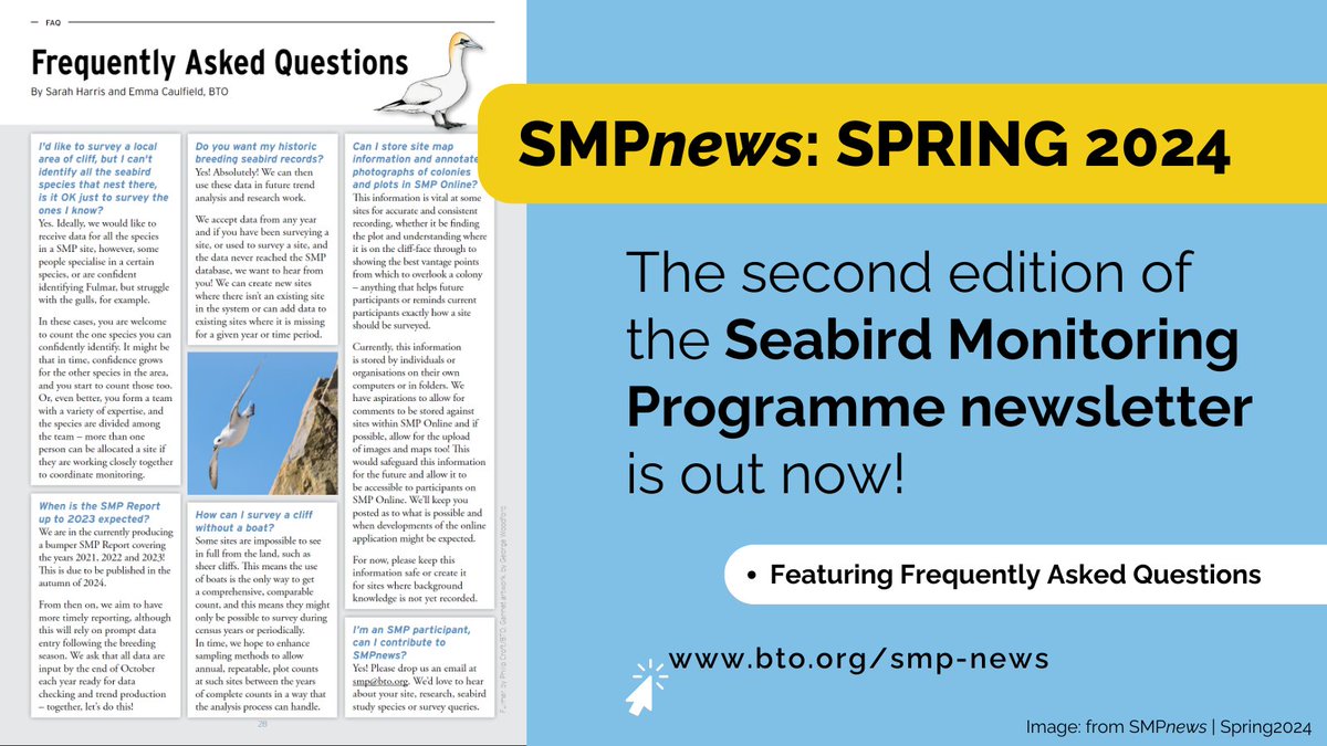 The Spring 2024 SMP newsletter, 'SMPnews', is out now!

Complete with a variety of articles for you to explore, including a section covering the answers to Frequently Asked SMP Questions by the SMP team.

🔗bto.org/smp-news

<a href="/_BTO/">BTO</a> <a href="/JNCC_UK/">JNCC</a> <a href="/RSPBScience/">RSPB Science</a>