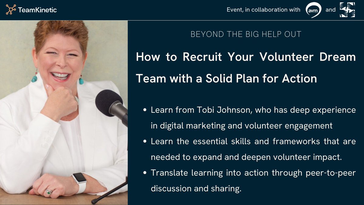 TeamKineticUK's tweet photo. We were so excited when AVM asked us to be involved with this event led by Tobi Johnson, and it's already just around the corner 👀

This Thursday we'll be welcoming everyone to Manchester for a unique all-day volunteer management workshop! 🙌

https://t.co/svWSIDMtkU https://t.co/yYaSbNz8KO
