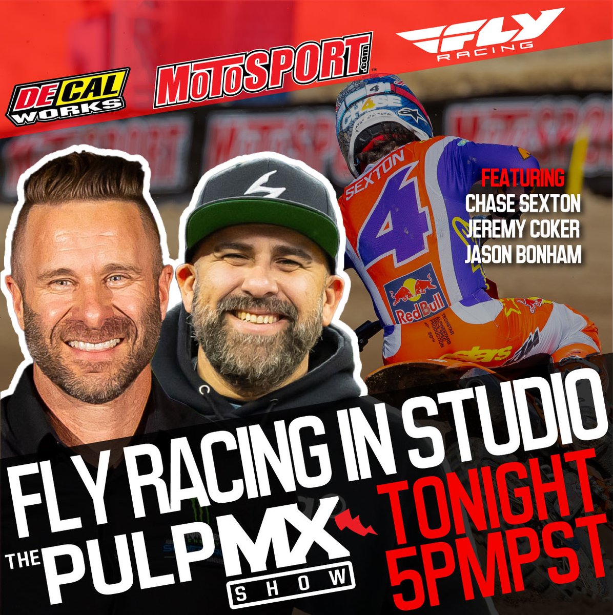 Have a question for Steve or Fly Racing's Jason Thomas, Anthony Armsby or Dalton Braun? Put 'em here for the @motosportinc Tweet at T segment! And tune in LIVE on Youtube at 8pm Eastern/5pm Pacific >> youtube.com/live/xeftVIj8_…